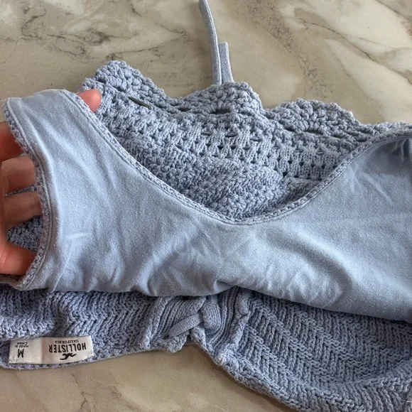 Hollister Light Blue Knit Crop Top - Picture 4 of 8